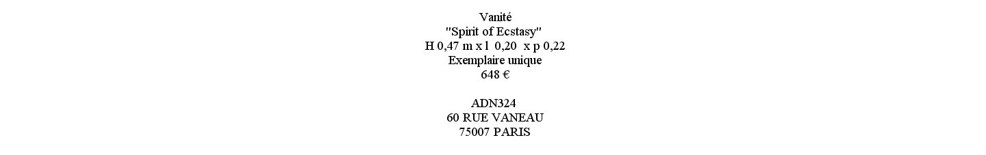 Vanity "Spirit of Ecstasy" Noel Dorado